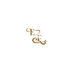 modern organic logo EF initial leaf line monogram wedding concept letter