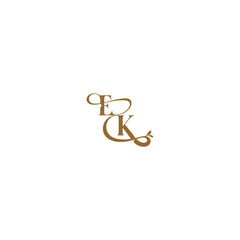Naklejka premium modern organic logo EK initial leaf line monogram wedding concept letter