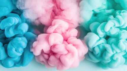Fototapeta premium Abstract Pastel Ink Clouds: A Dreamy Swirl of Pink, Blue, and Teal
