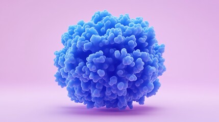 Fototapeta premium Blue Protein Structure Render Pastel Background 3D Model