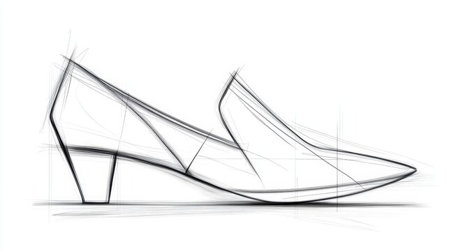 Stylish Woman's Wedge Shoe Design Sketch