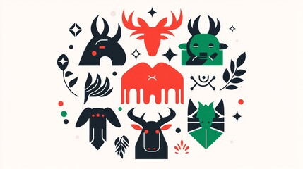 Stylized Animal Totem Circle Design Art
