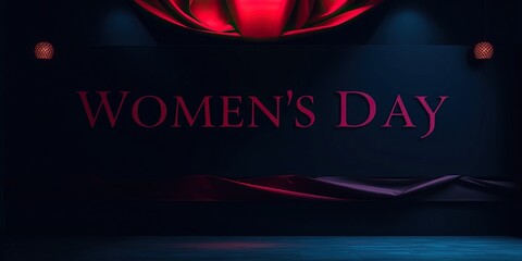 A vibrant display for women's day is showcased with elegant banners and decorations on March 8, celebrating women and their achievements in a festive atmosphere