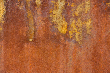 Rusty metal texture background with cracked white paint. Vintage wall