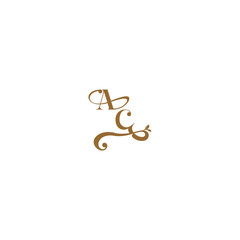 monogram wedding concept initial leaf line AC modern organic logo letter