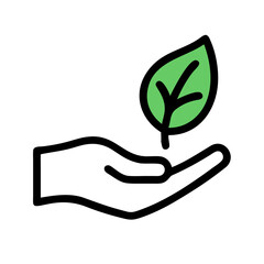 leaf on the hand icon design