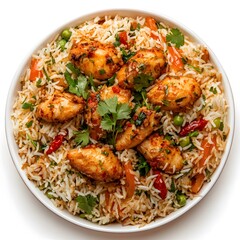 Fototapeta premium Chicken Biryani Quick And Tasty Chicken Biryani | Chicken Dum Biryani on white background