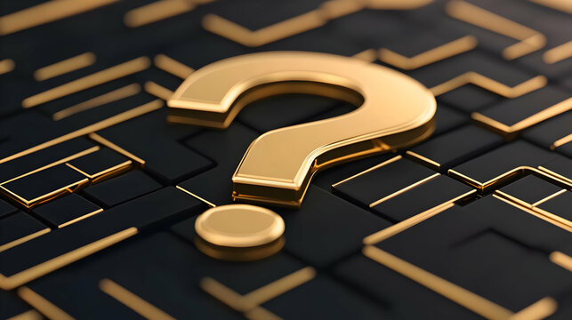 Golden Question Mark 3D Illustration