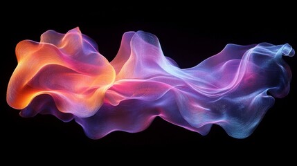 Obraz premium Abstract waves, iridescent design, 3d render, Generative AI