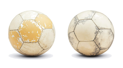 Vintage Soccer Balls on Clear Background Generative AI