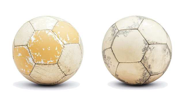 Vintage Soccer Balls on Clear Background Generative AI