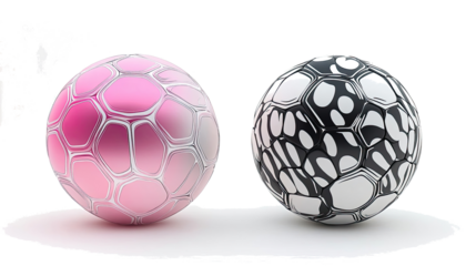 Two Unique Soccer Balls on Transparent Background Generative AI