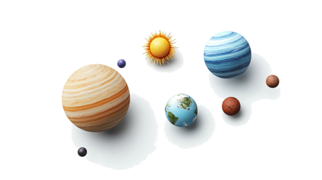 Solar System Planet Set With Earth Saturn and Sun Generative AI