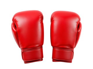 Red boxing gloves isolated on transparent background, Cut out
