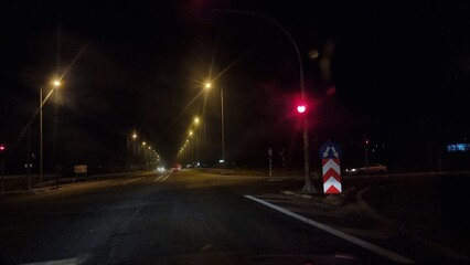 road street night lighs toll station metsovo greece