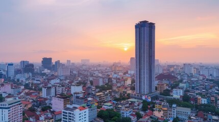 Obraz premium Sunrise over Ho Chi Minh City Skyline