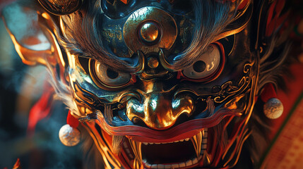 Fototapeta premium Masks and rituals highlight Setsubun celebrations in Japan during early February festivities