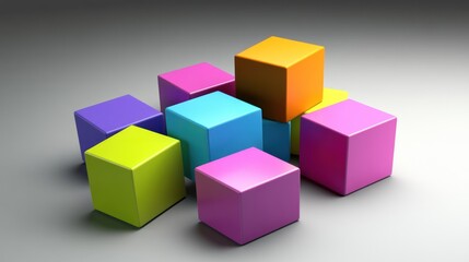 Fototapeta premium Colorful Cubes Arranged Brightly Playful Geometric Blocks Design
