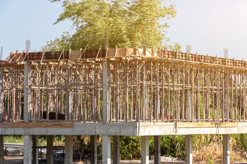 Construction of a multi-storey house, The house is under construction,The house structure is strong.