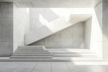 Obraz premium Abstract minimalist background design, white geometric composition, Generative AI