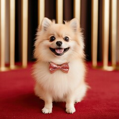 petfluencer idol Adorable Pomeranian dog with a bowtie