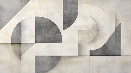 Abstract geometric composition in shades of gray and beige