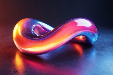 Abstract colorful shape, dark background design, 3d render, Generative AI