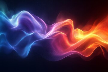 Obraz premium Abstract waves, iridescent design, 3d render, Generative AI