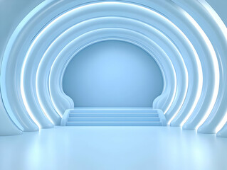 Fototapeta premium Abstract 3D Background: Serene Blue Archway