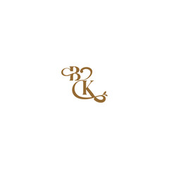 monogram wedding concept initial leaf line BK modern organic logo letter