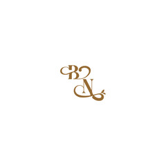 monogram wedding concept initial leaf line BN modern organic logo letter