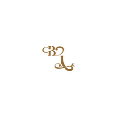 monogram wedding concept initial leaf line BJ modern organic logo letter