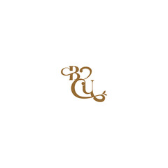 monogram wedding concept initial leaf line BU modern organic logo letter