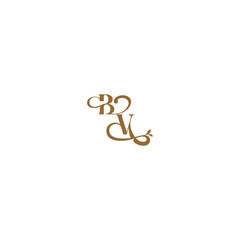 monogram wedding concept initial leaf line BV modern organic logo letter