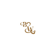 monogram wedding concept initial leaf line BW modern organic logo letter