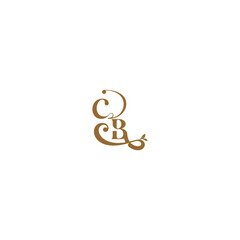 monogram wedding concept initial leaf line CB modern organic logo letter