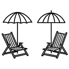 beach chairs and umbrella