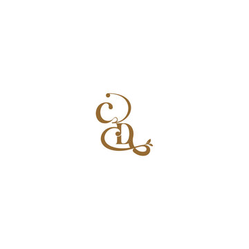 monogram wedding concept initial leaf line CD modern organic logo letter