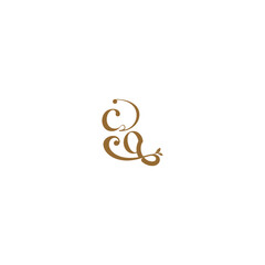 monogram wedding concept initial leaf line CO modern organic logo letter