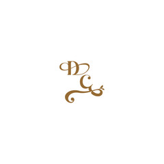 monogram wedding concept initial leaf line DC modern organic logo letter