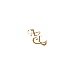 monogram wedding concept initial leaf line AT modern organic logo letter
