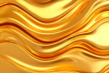 Golden Waves 3D Abstract Background