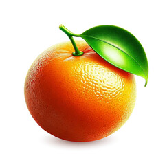 Vector illustration of tangerine. One tangerine or orange with leaf isolated on white background with clipping mask.