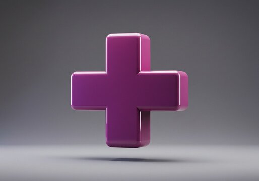 Glossy 3D mathematical plus sign, featuring a shiny and reflective surface. Concept of mathematics, calculation, positivity, and addition. - Powered by Adobe