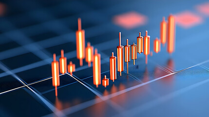 3D Candlestick Chart Illustration