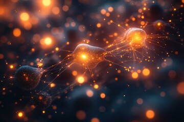 A network of glowing, interconnected neurons representing consciousness, with electrical impulses creating a vibrant web of light in a dark, cosmic void