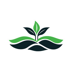 Plant logo with green and grey color. vector editable file Garden logo design inspiration vector, Lawn care, farmer, lawn service logotype, icon vector