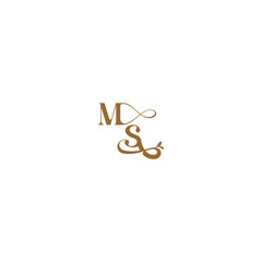 monogram wedding concept initial leaf line MS modern organic logo letter