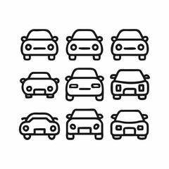 Fototapeta premium Collection of Simple Line Art Car Front Views