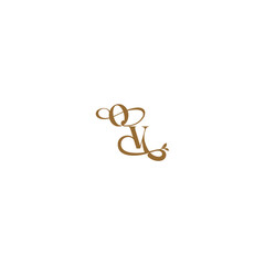 monogram wedding concept initial leaf line OV modern organic logo letter